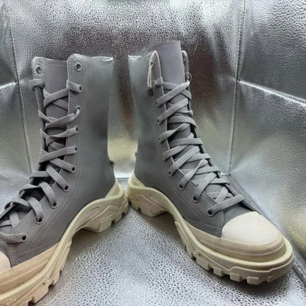 Size 6‎ Adidas Raf Simons Detroit High Top Portrait Womens Gray Lace-Up Boots